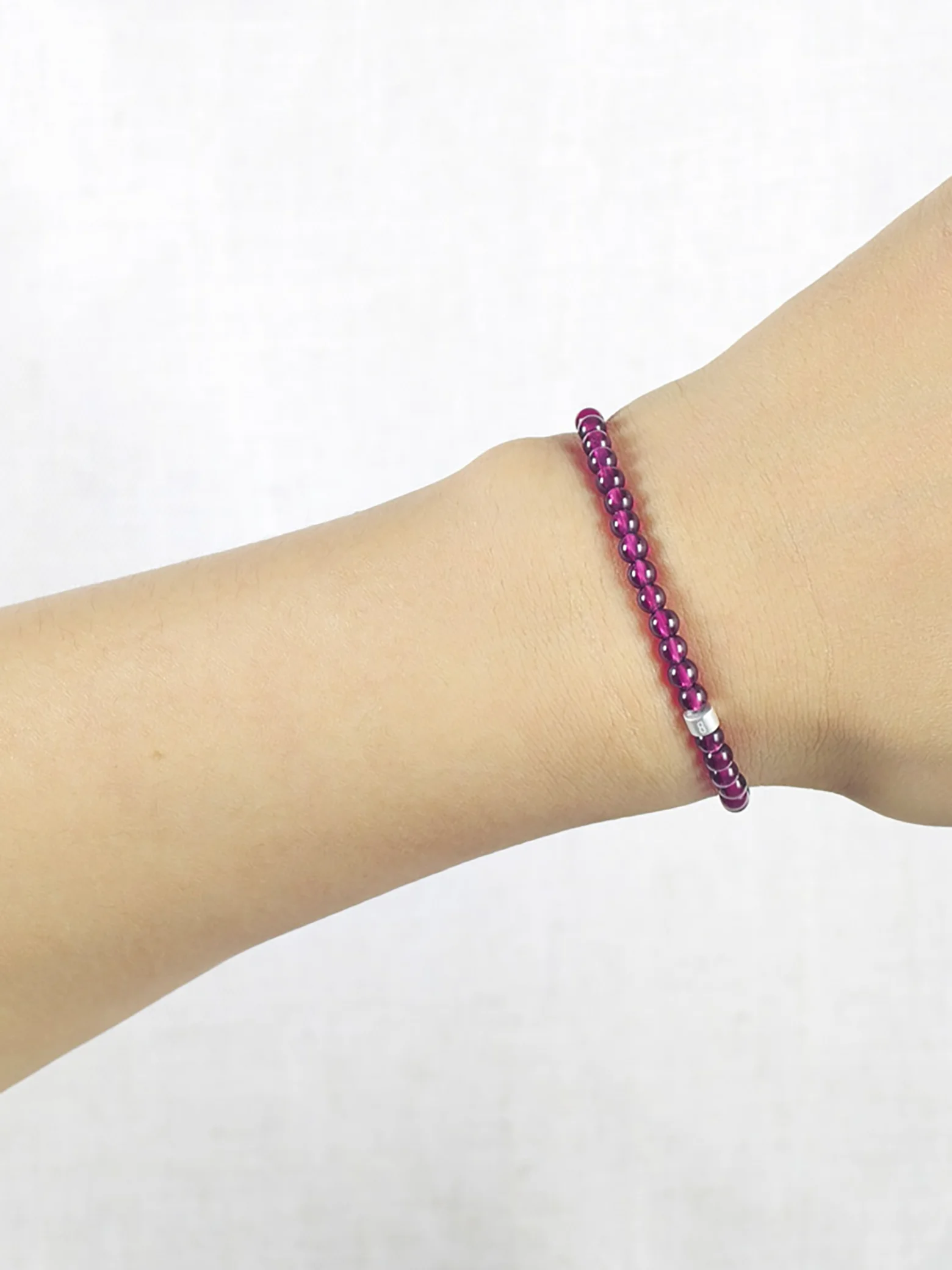 Premium Rhodolith Granat-Armband mit 925er Silber Röhrchen