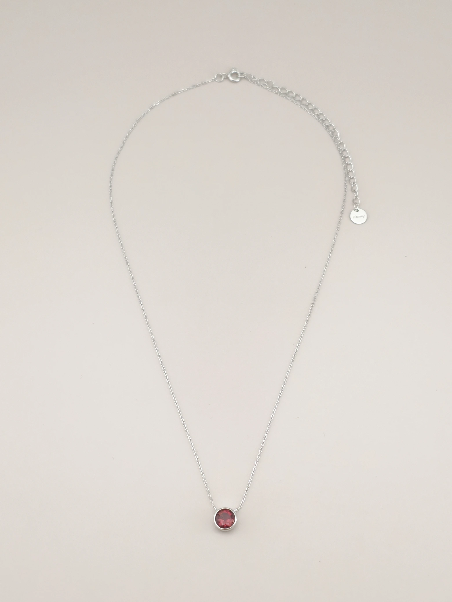 Natural Pink Tourmaline Bezel Solitaire Pendant Necklace S925