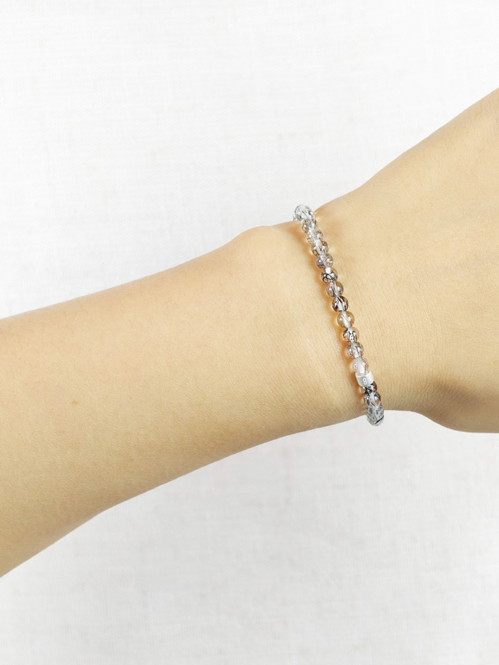 Schwarz-Rutilquarz-Armband mit 925er Silber Röhrchen