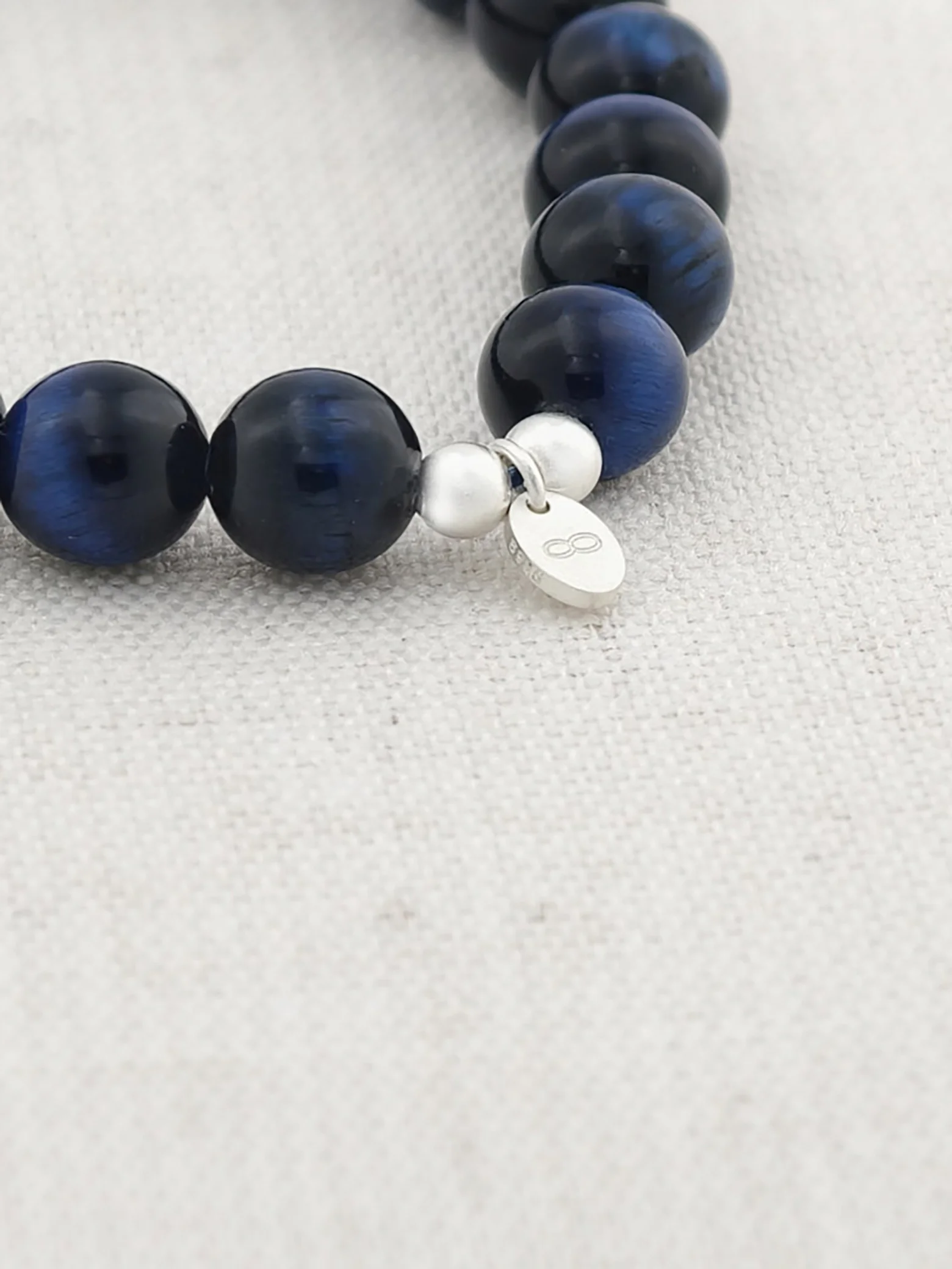 Blau-Tigerauge 925er Sterlingsilber Armband