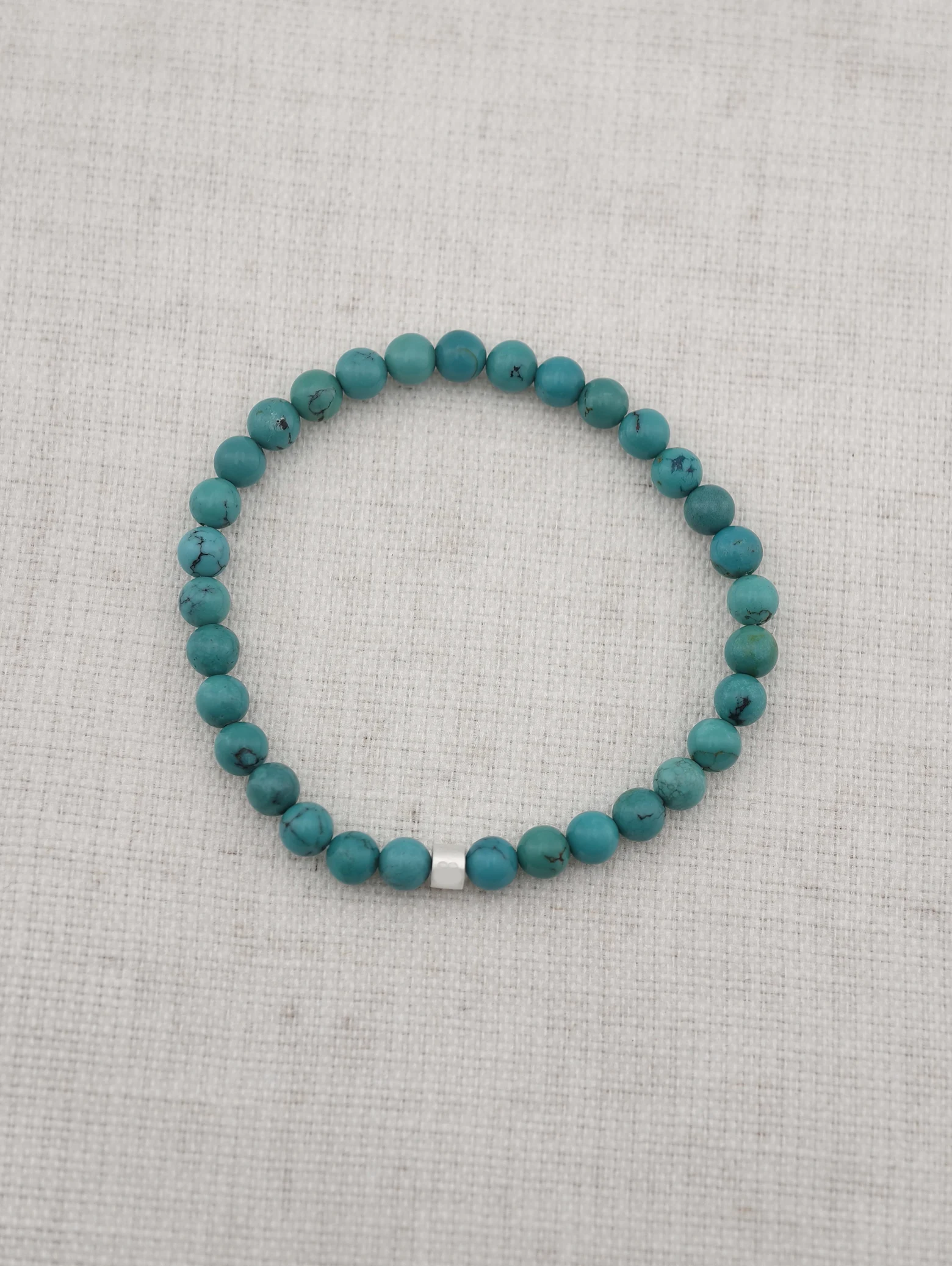 Premium Blue Turquoise Energy Bracelet with 925 Silver Tubes