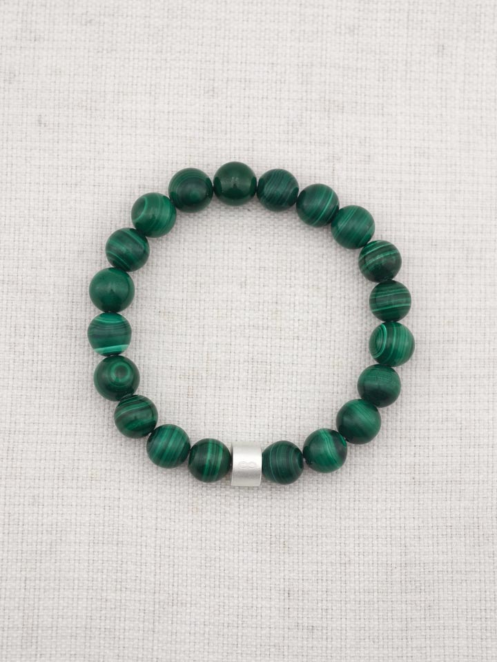 Malachit-Armband mit 925er Silber Röhrchen