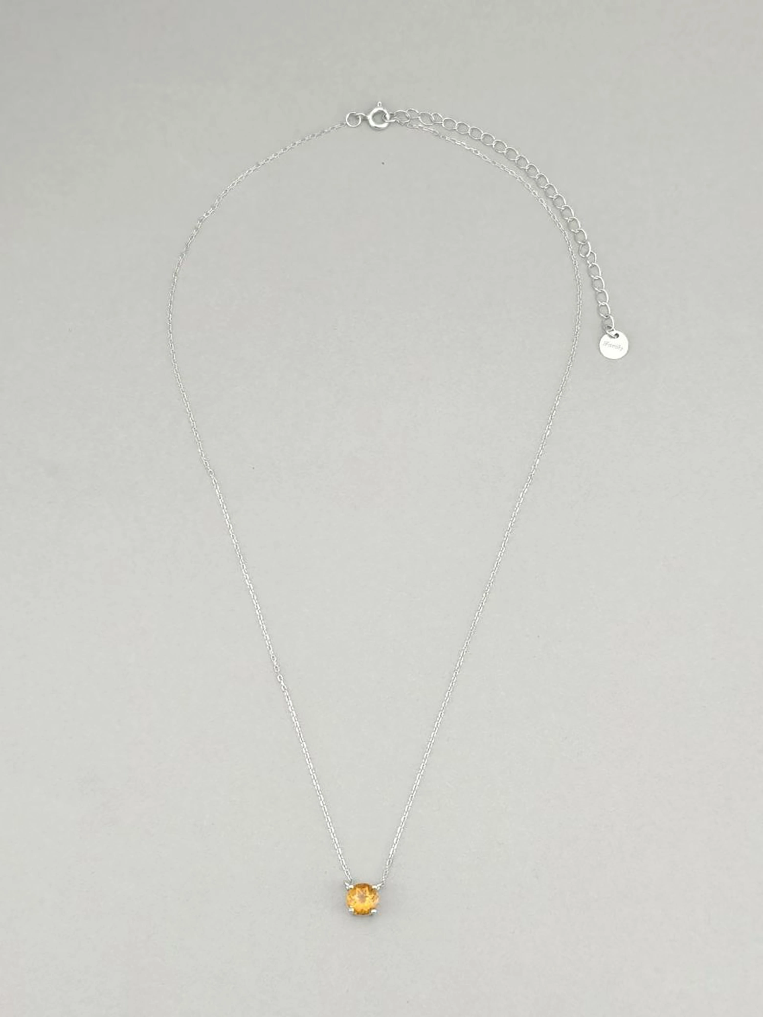 Collier Pendentif Solitaire Citrine Naturelle 4 Griffes Argent 925