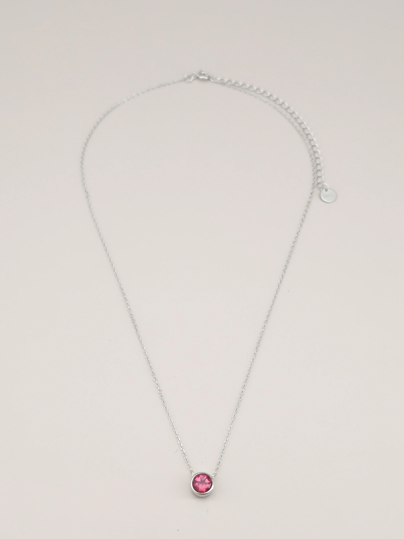 Collar Colgante Solitario Topacio Rosa Natural Engaste Bisel Plata 925