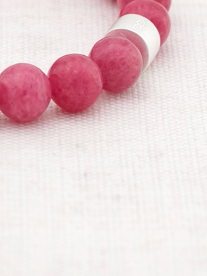 Bracelet Rhodonite avec Tubes en Argent 925