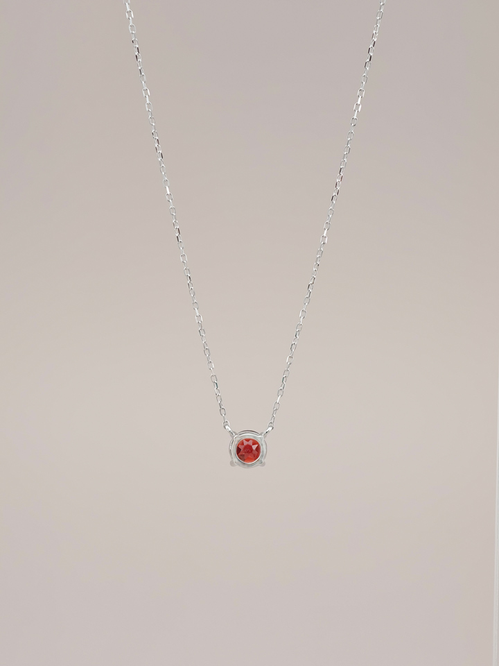 Natural Garnet 4-Prong Solitaire Pendant Necklace S925