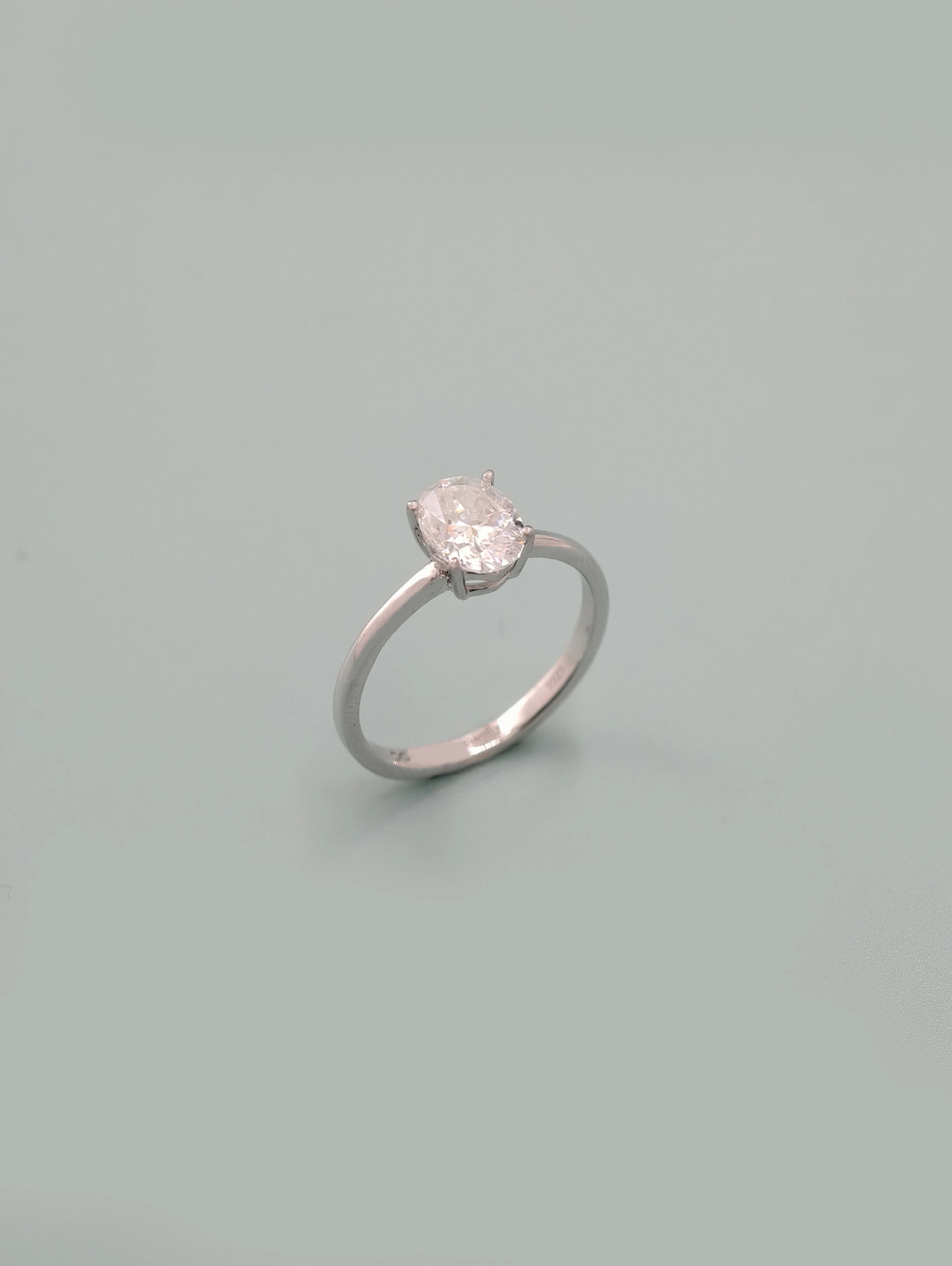 Moissanite 6x8mm Oval Solitaire 4-Prong Ring S925