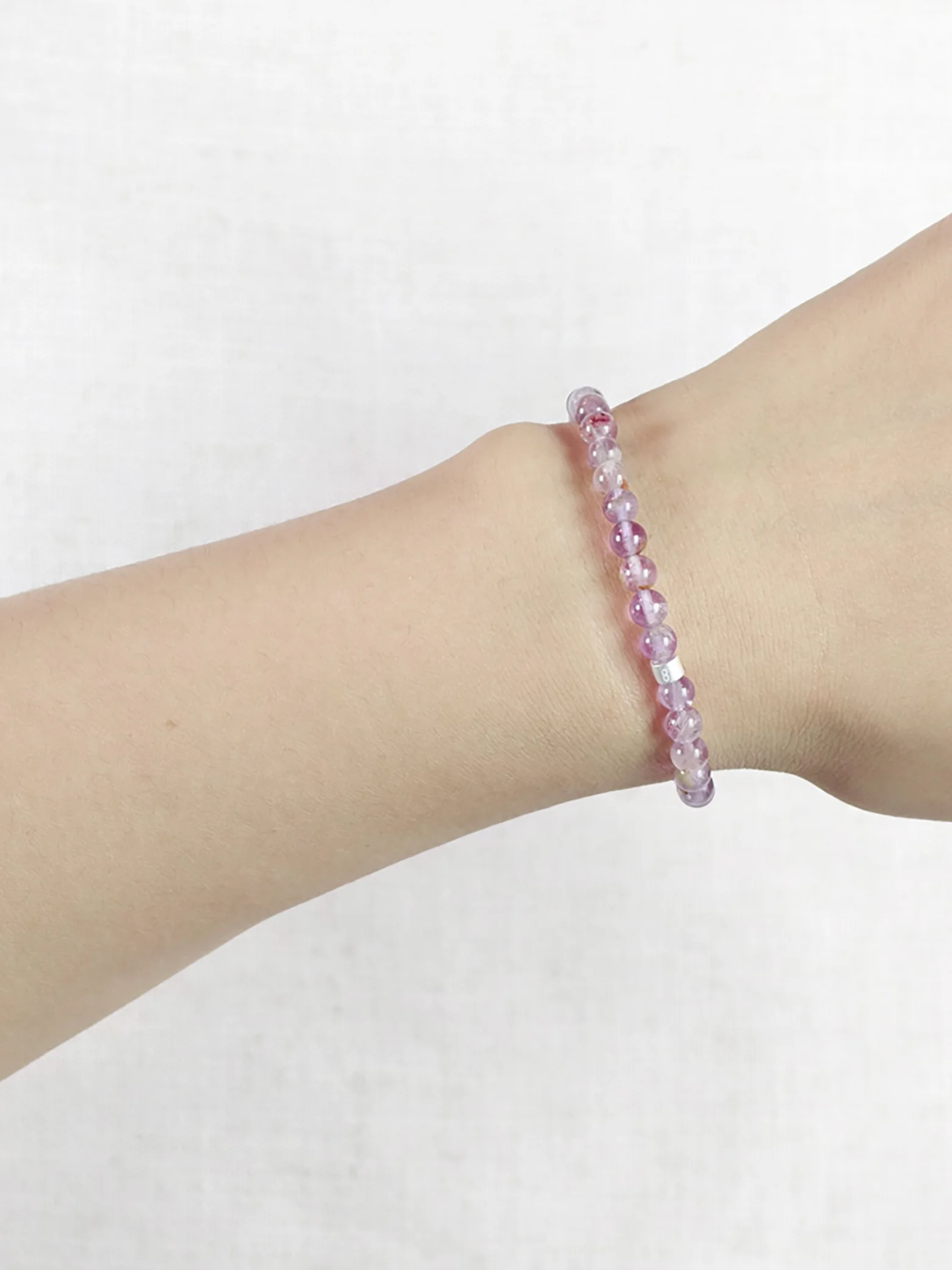 Purple Phantom Quartz Energy Bracelet with 925 Silver Tubes
