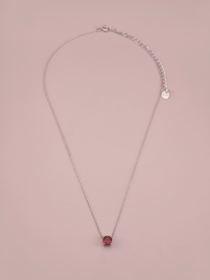 Natürlicher Rosa Turmalin Solitär Anhänger Halskette 4 Krappen S925
