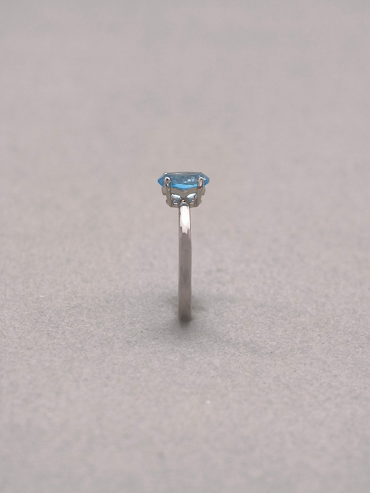 Natural Blue Topaz 6x8mm Oval Solitaire 4-Prong Ring S925