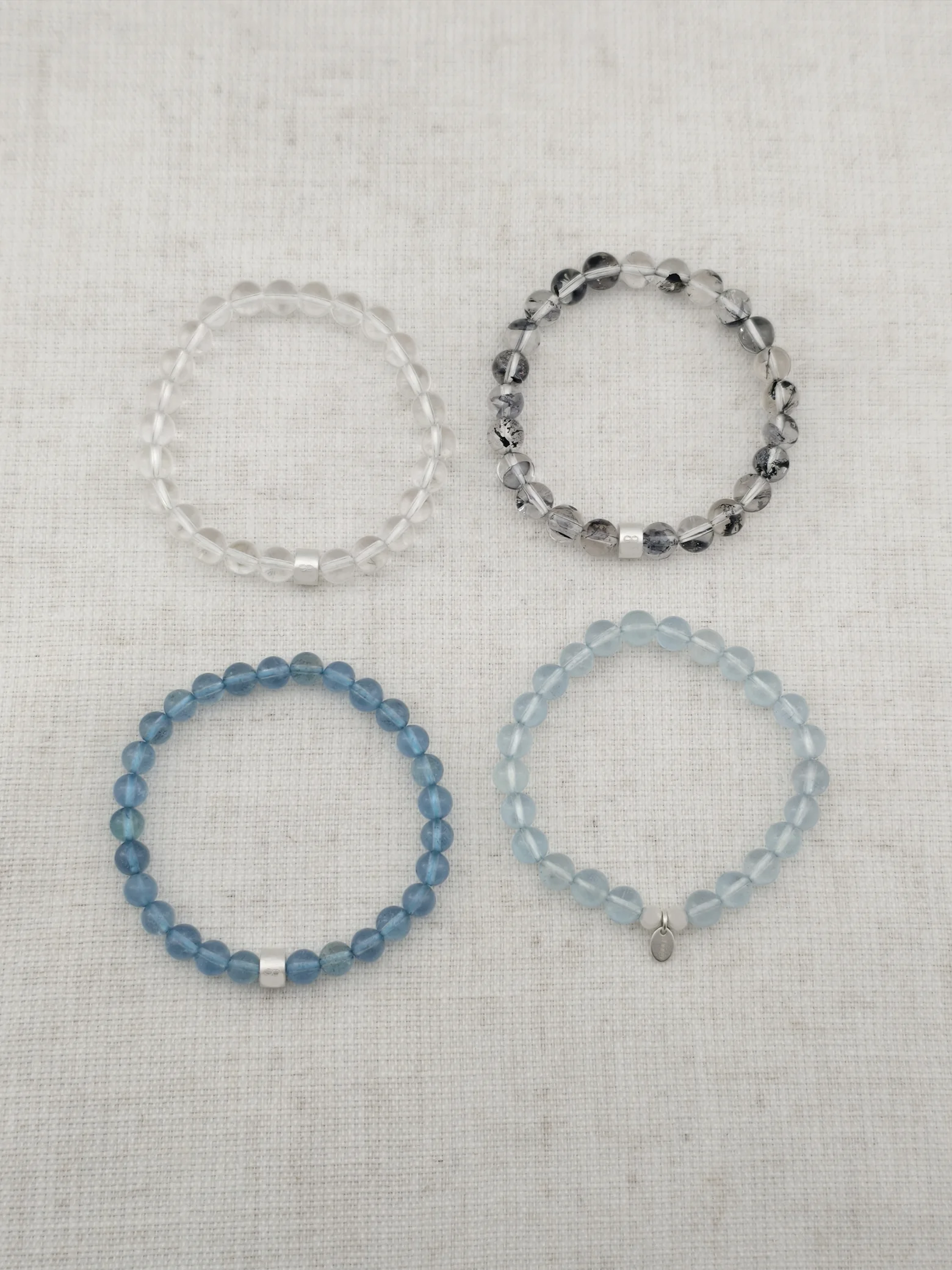 Azurne Spiegelung Edelstein Armband-Set mit 925 Silber