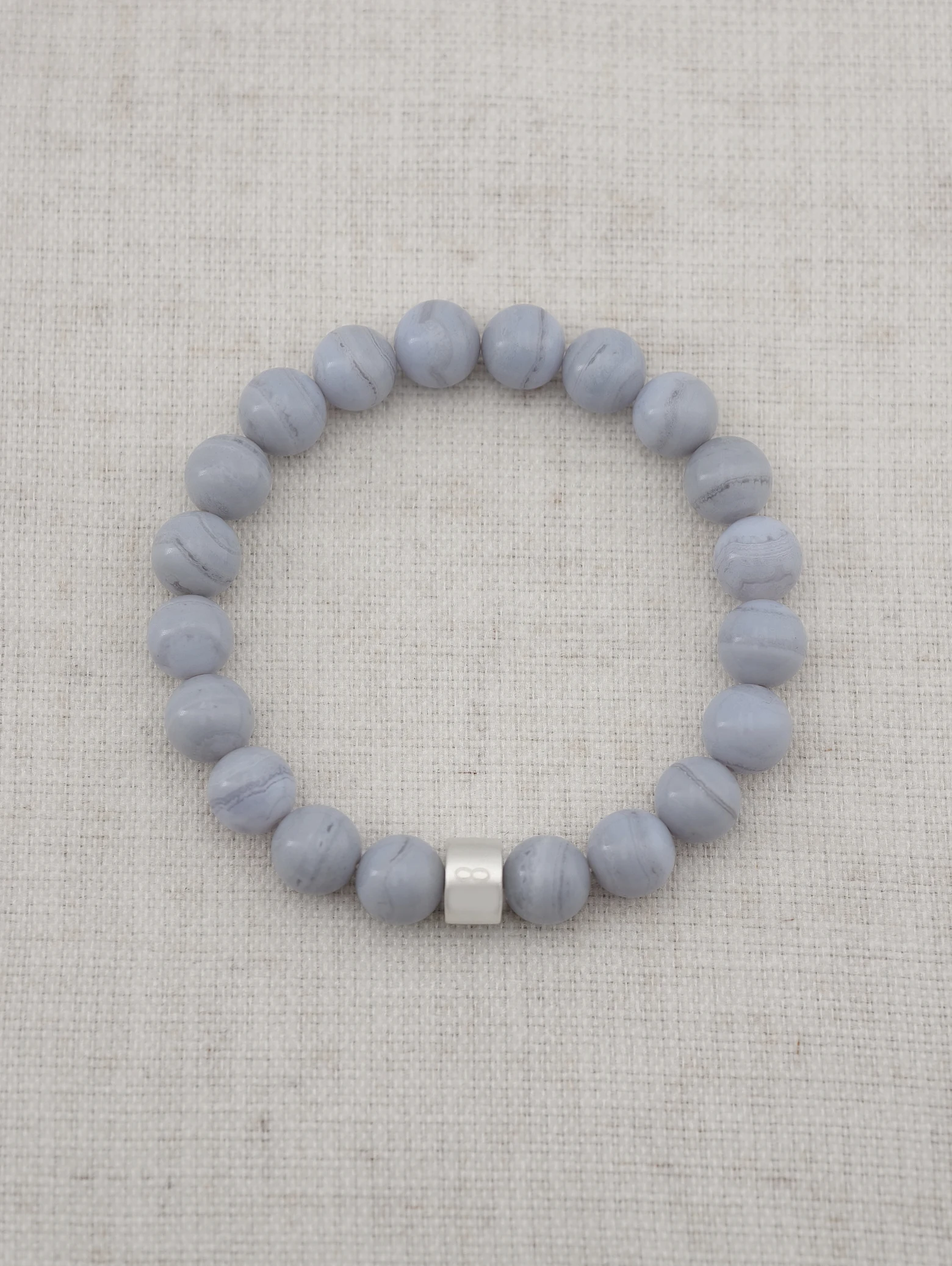 Blue Lace Agate Energy Bracelet with 925 Silver Tubes