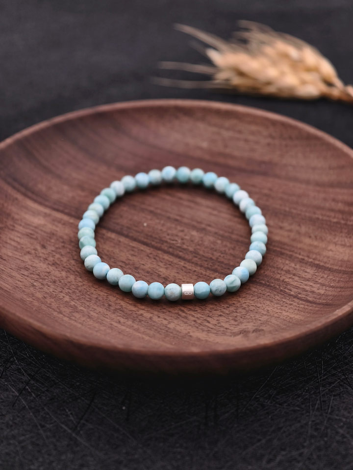 Larimar Energy Bracelet with 925 Silver Tubes