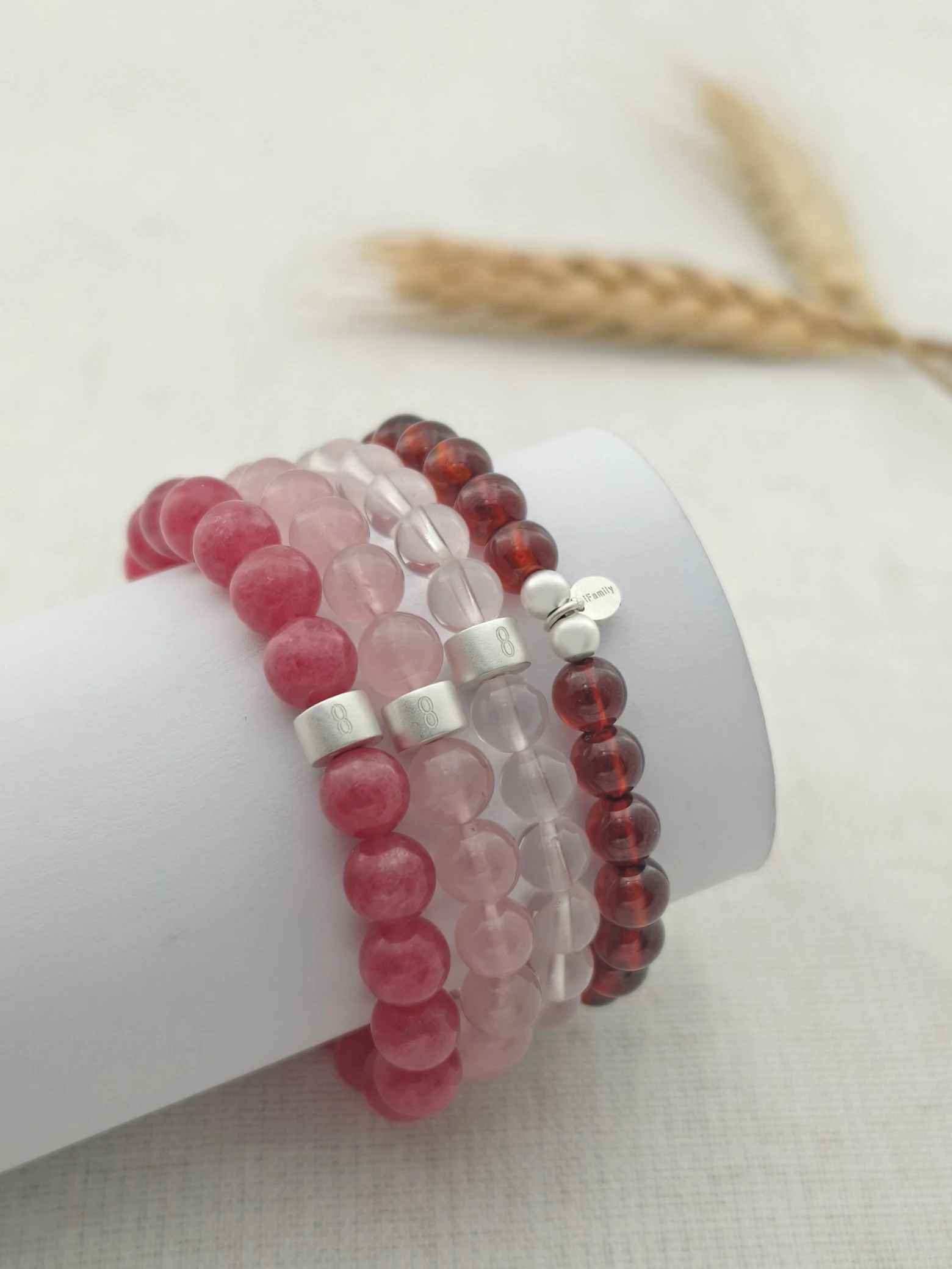Sprache der Liebe Edelstein Armband-Set mit 925 Silber