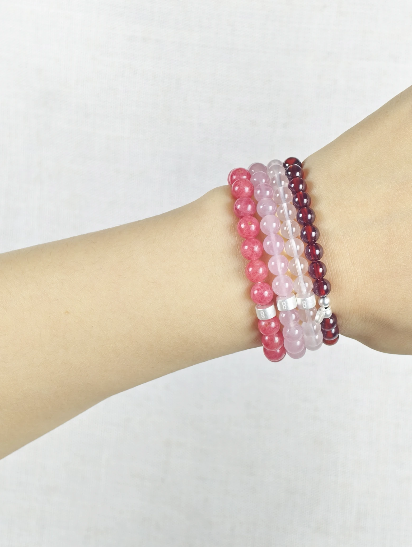 Sprache der Liebe Edelstein Armband-Set mit 925 Silber