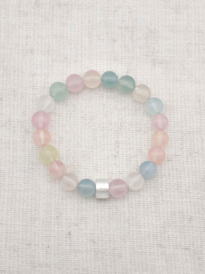 Morganite Energy Bracelet with 925 Silver Tubes