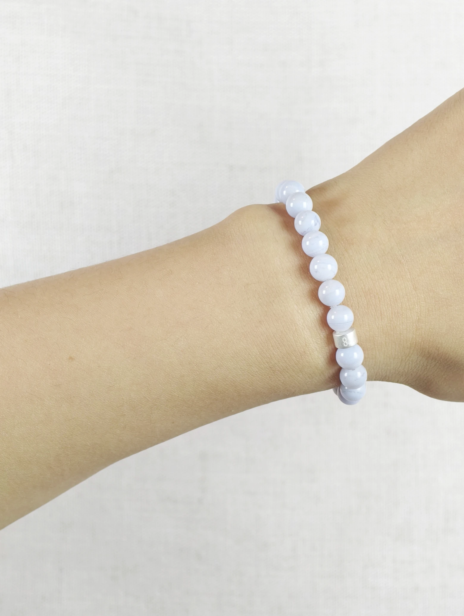 Blue Lace Agate Energy Bracelet with 925 Silver Tubes