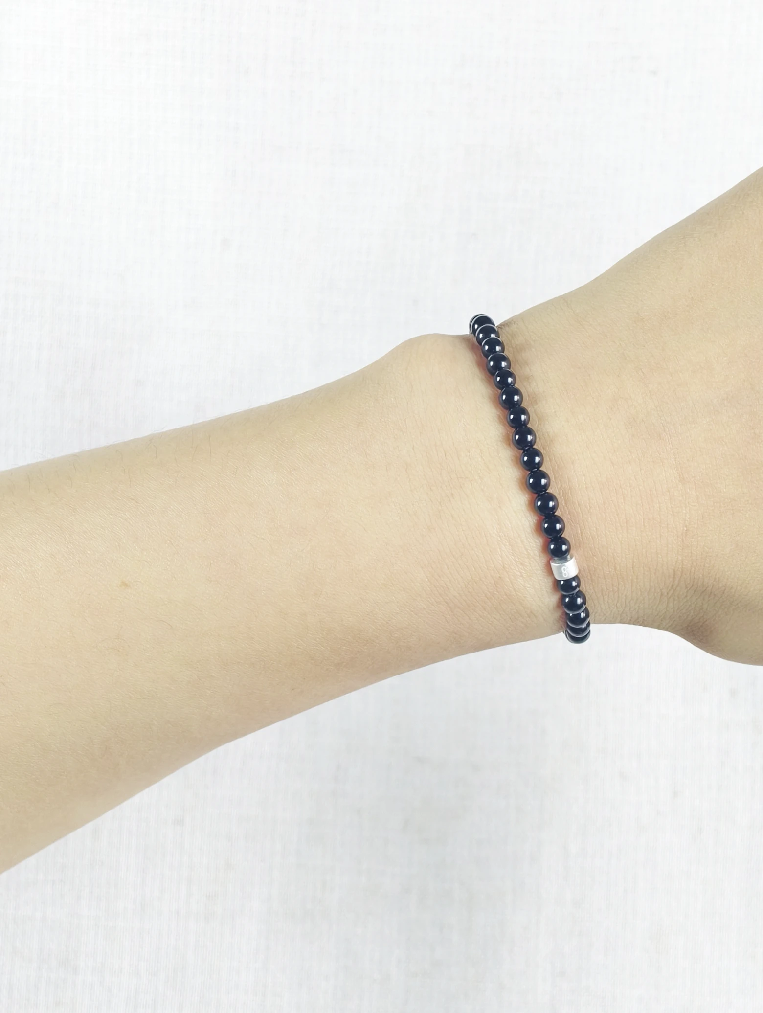 Bracelet Tourmaline noire avec Tubes en Argent 925