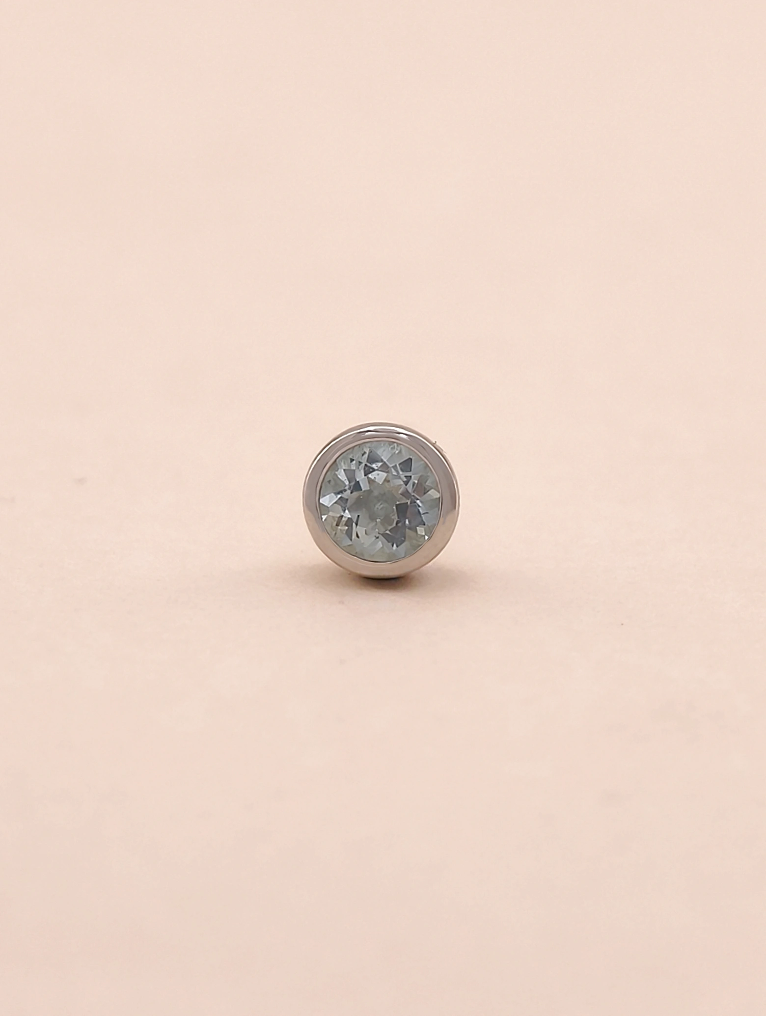 Pendientes Solitario Aguamarina Natural Engaste Bisel Plata 925