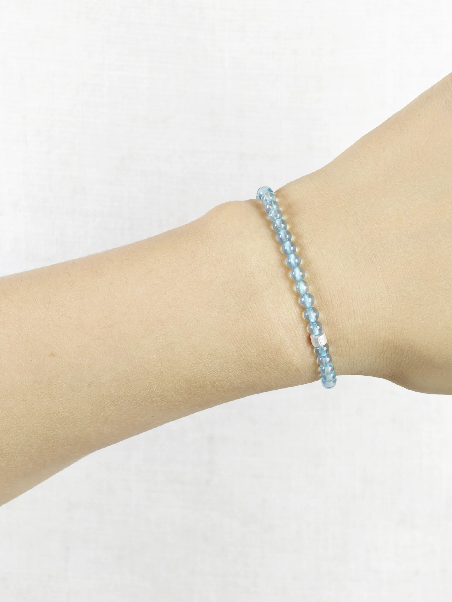 Pulsera de Aguamarina Azul Profundo con Tubos de Plata 925