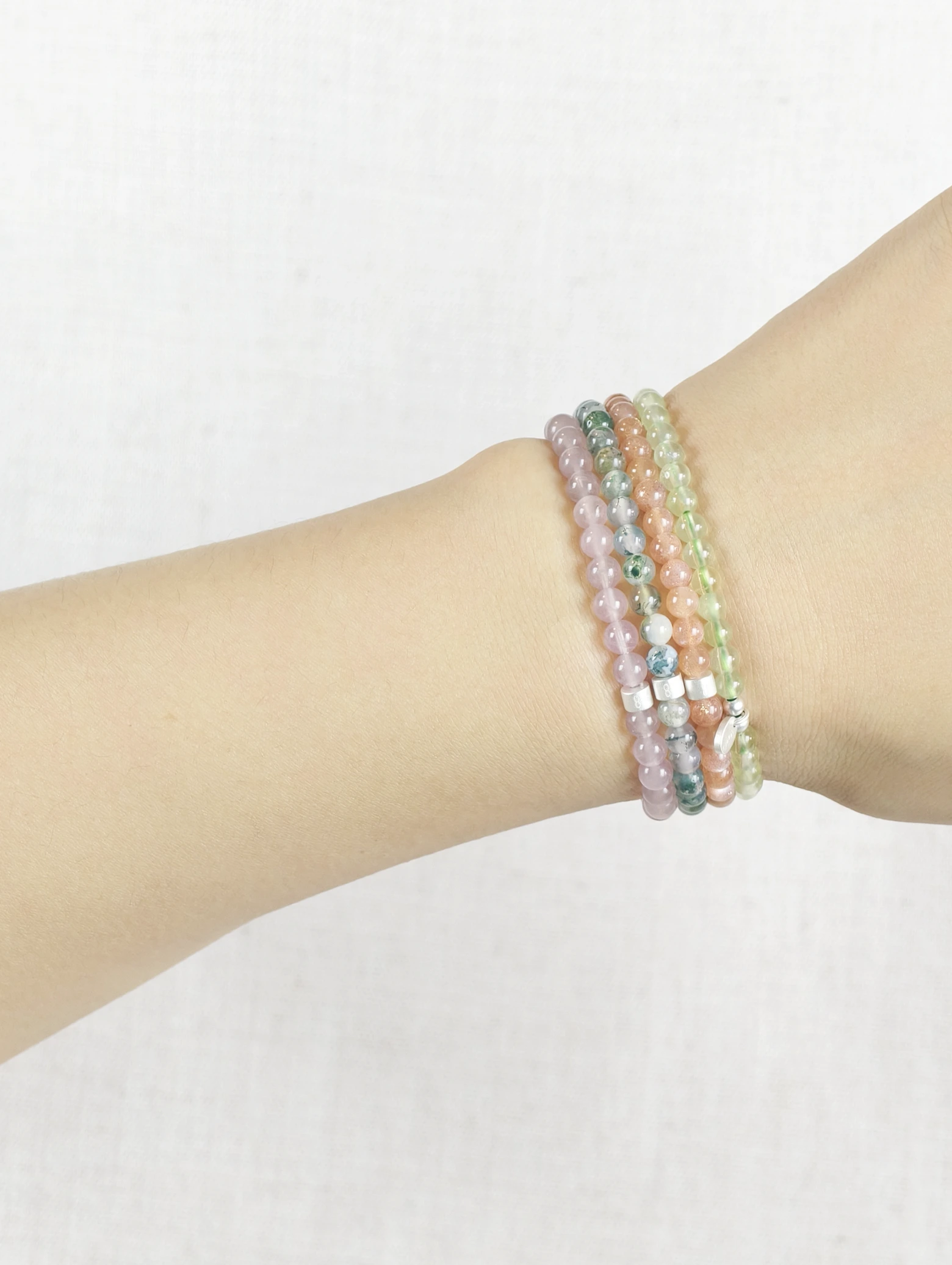 Taurus Zodiac Gemstone & 925 Silver Bracelet Stack