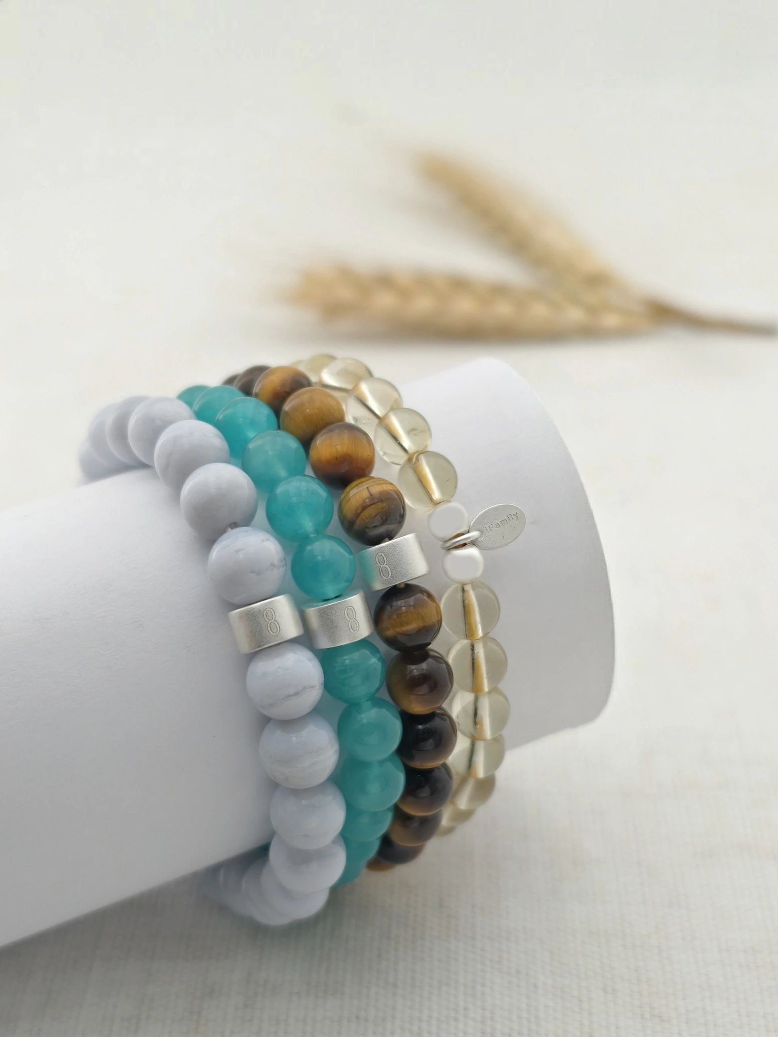 Zwillinge Edelstein 925 Silber Armband-Set