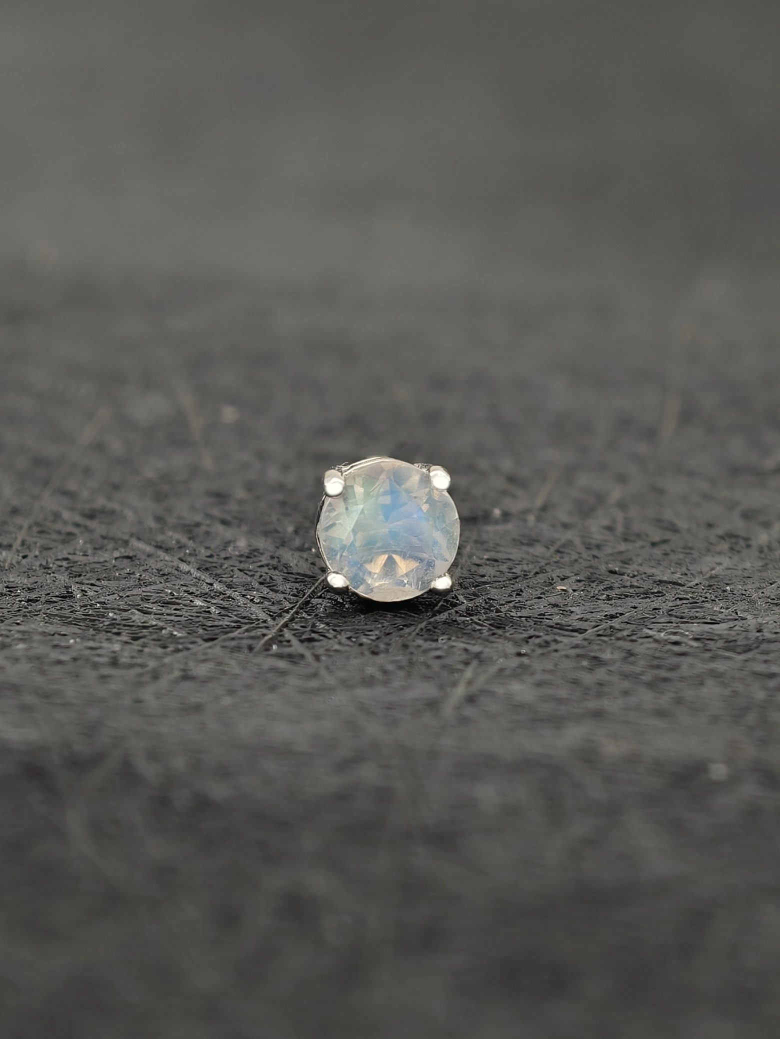 Natural Moonstone 4-Prong Solitaire S925 Stud Earrings