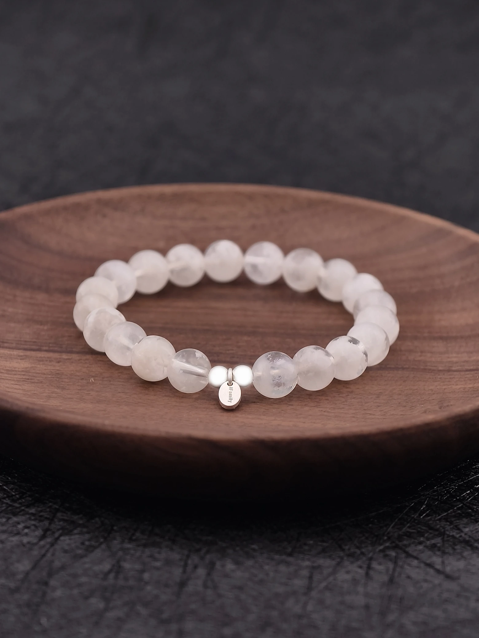 Weißer Phantomquarz 925er Sterlingsilber Armband