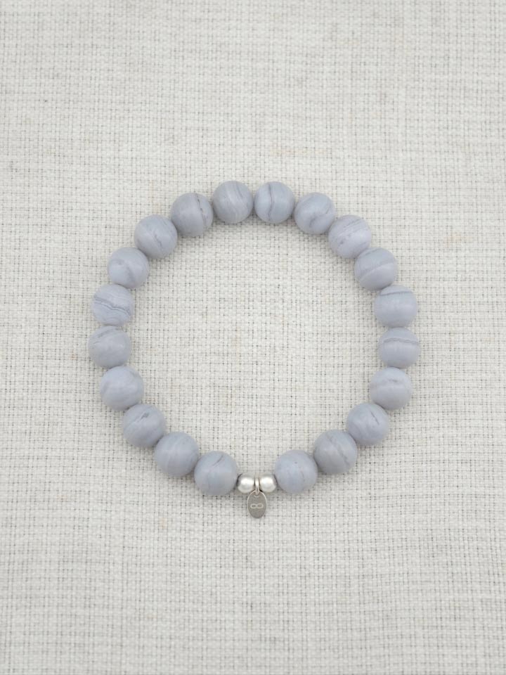 Bracelet en Agate Dentelle Bleue et Argent Sterling 925