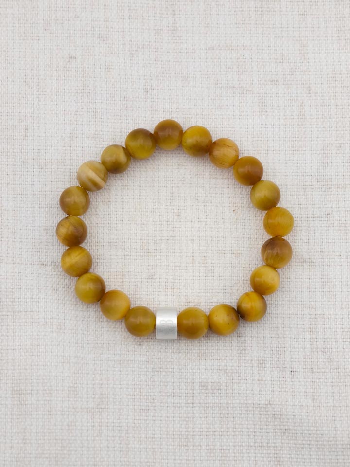 Intensiv-Gold-Tigerauge-Armband mit 925er Silber Röhrchen