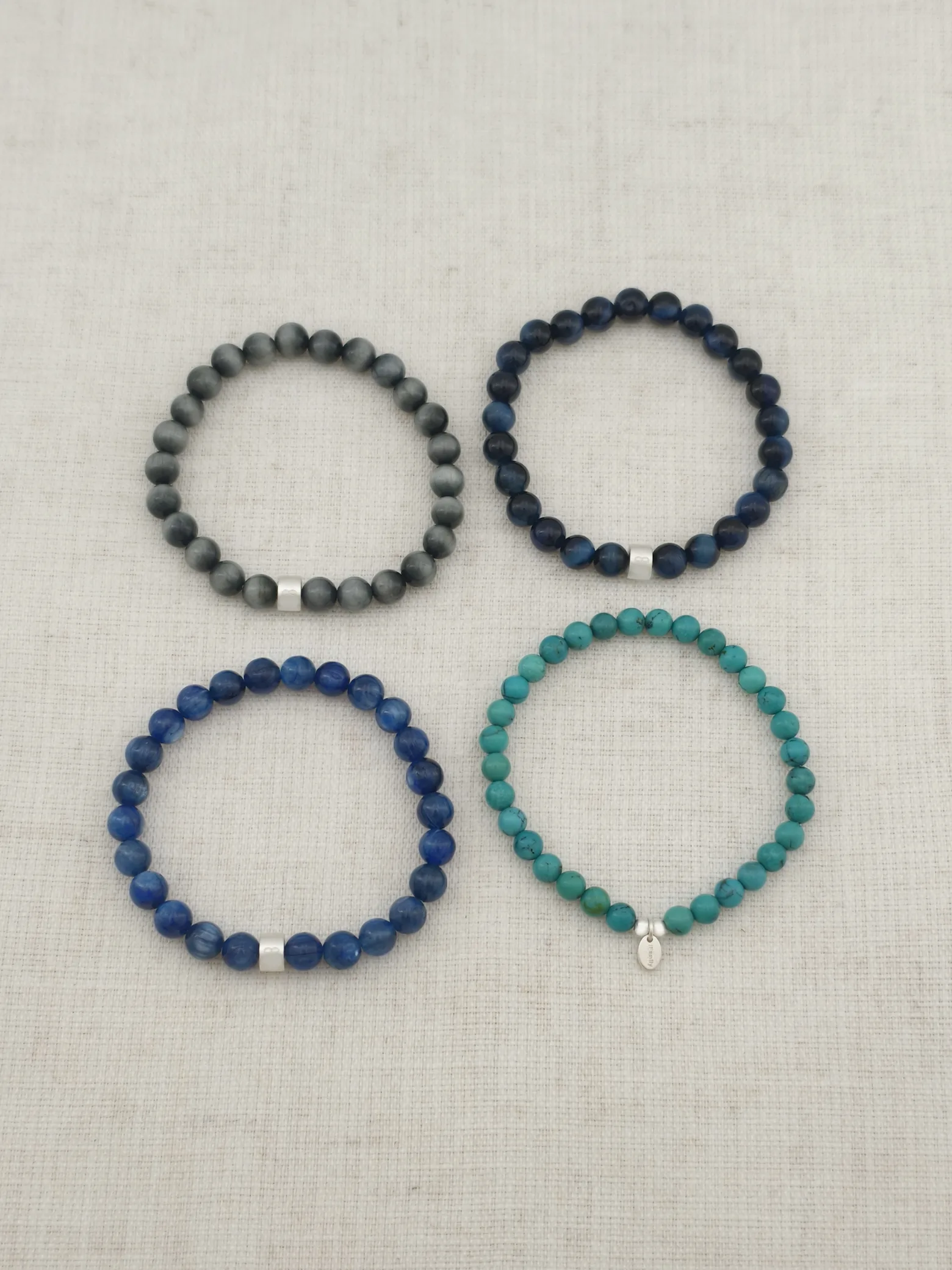 Auge der Einsicht Edelstein Armband-Set mit 925 Silber