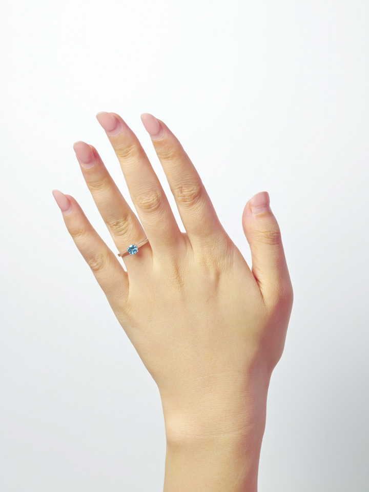Natural Blue Topaz 5mm Round Solitaire 4-Prong Ring S925