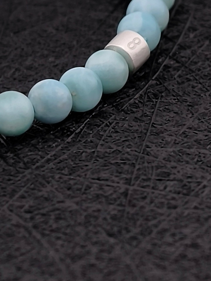 Larimar Energy Bracelet with 925 Silver Tubes