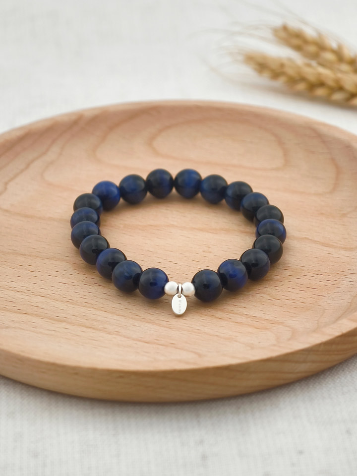 Blue Tiger's Eye 925 Sterling Silver Energy Bracelet