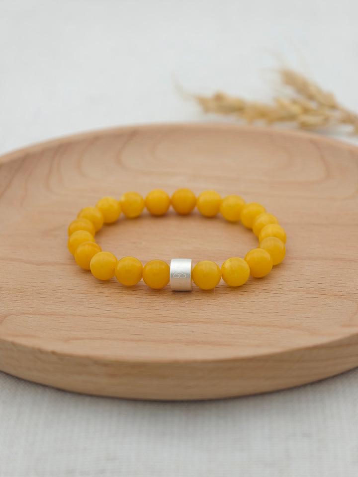Marmorierter Butterscotch Bernstein Armband mit 925er Silber Röhrchen