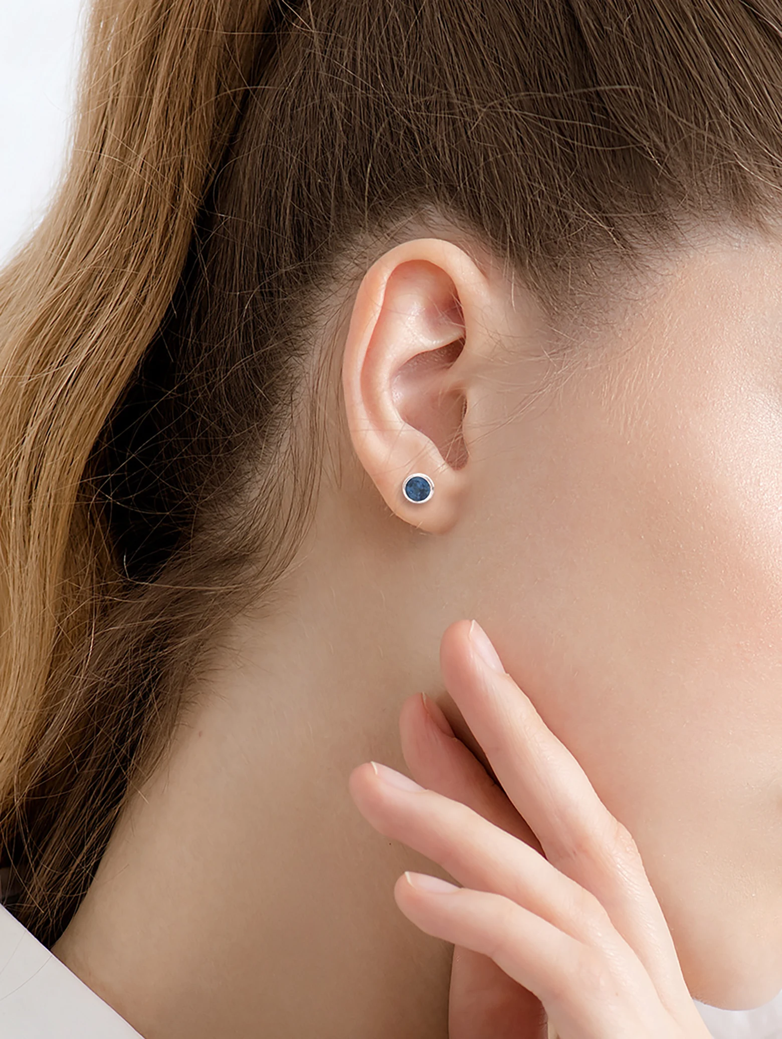 Pendientes Solitario Topacio Azul Londres Natural Engaste Bisel Plata 925
