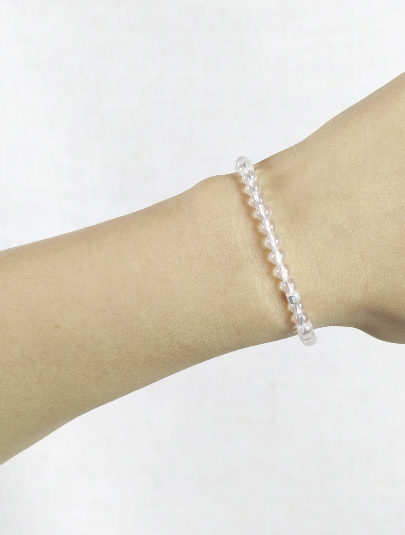Rose Quartz Energy Bracelet with 925 Silver Tubes