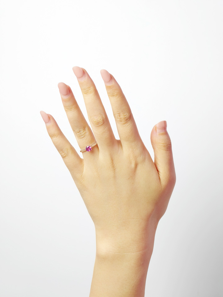 Natürlicher Rosa Topas Runder 5 mm Solitär 4-Krappen Ring S925