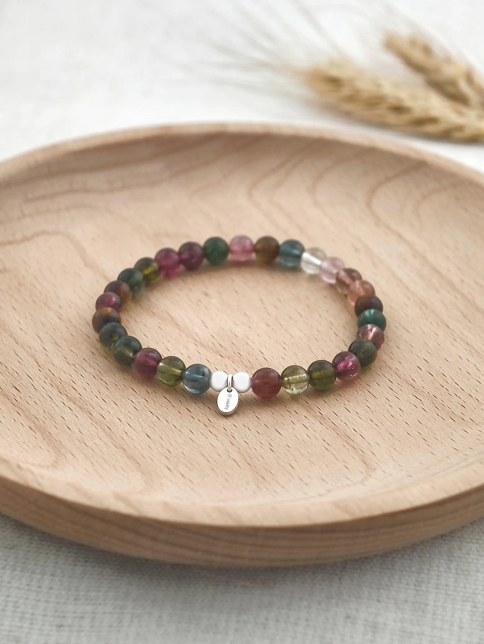 Bracelet en Tourmaline Arc-en-ciel et Argent Sterling 925