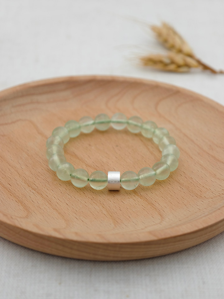 Prähenit-Armband mit 925er Silber Röhrchen
