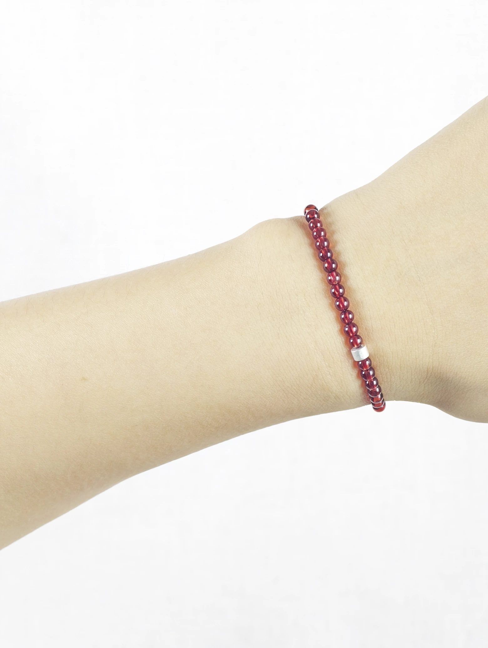 Pulsera de Ágata Roja con Tubos de Plata 925