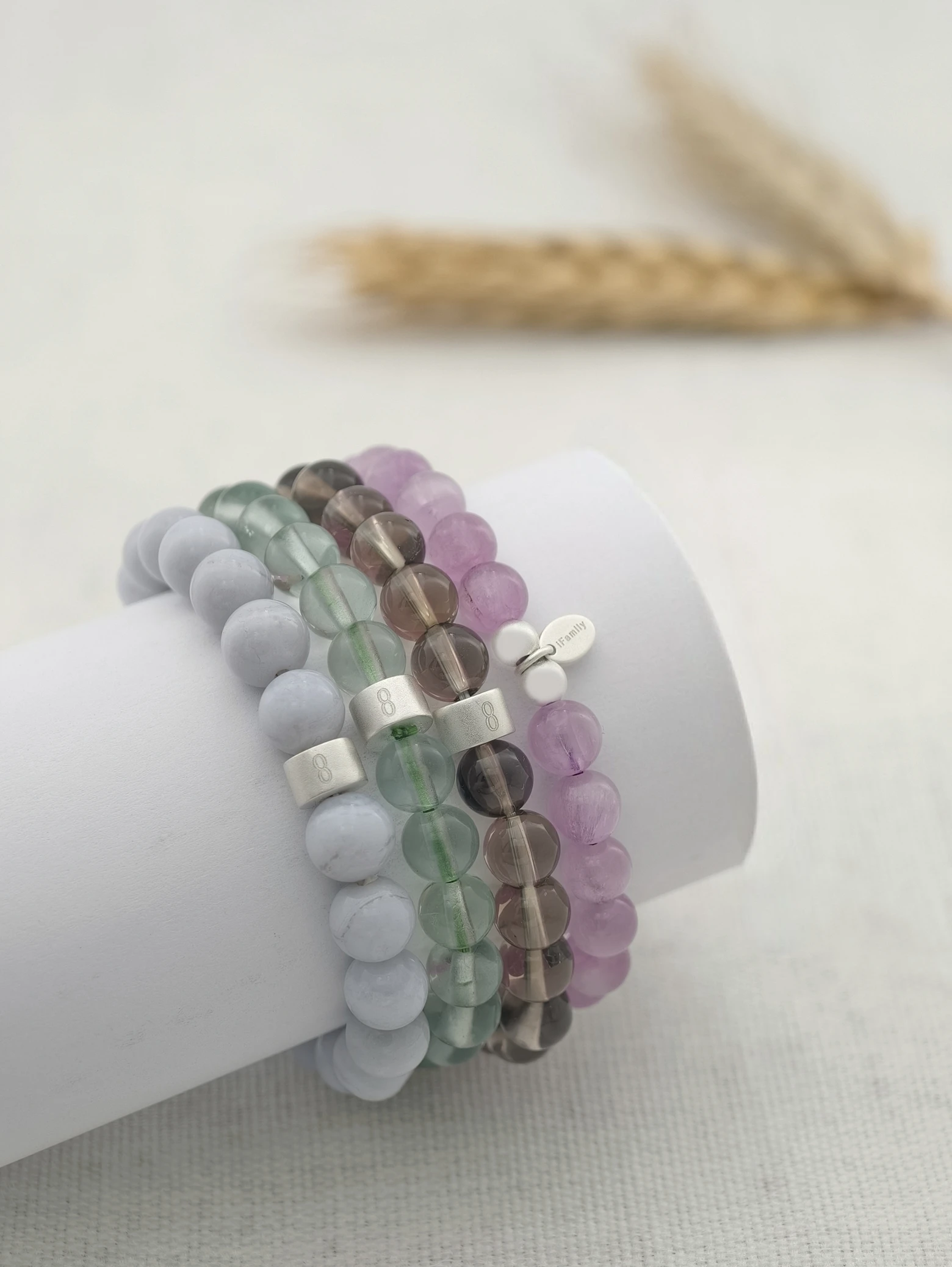 Pastell-Transformation Edelstein Armband-Set mit 925 Silber