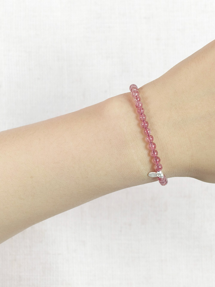 Strawberry Quartz 925 Sterling Silver Energy Bracelet