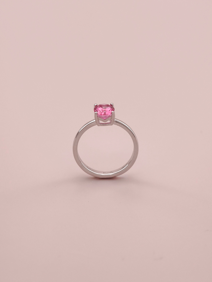 Bague Solitaire Topaze Rose Naturelle Ovale 6 x 8 mm 4 Griffes Argent 925