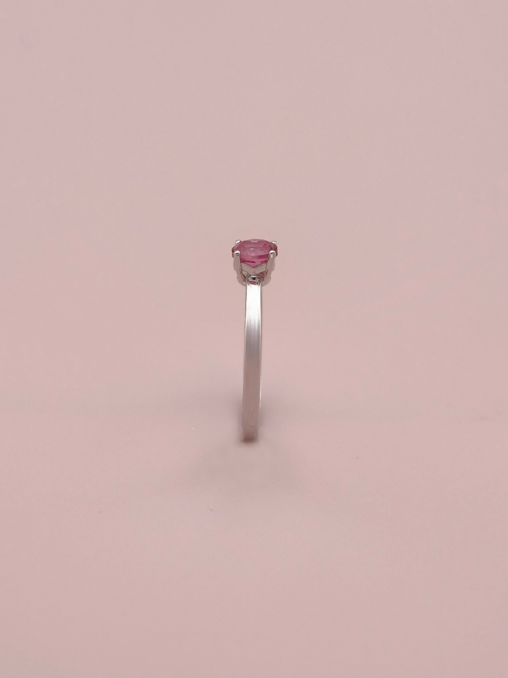 Natürlicher Rosa Topas Runder 5 mm Solitär 4-Krappen Ring S925