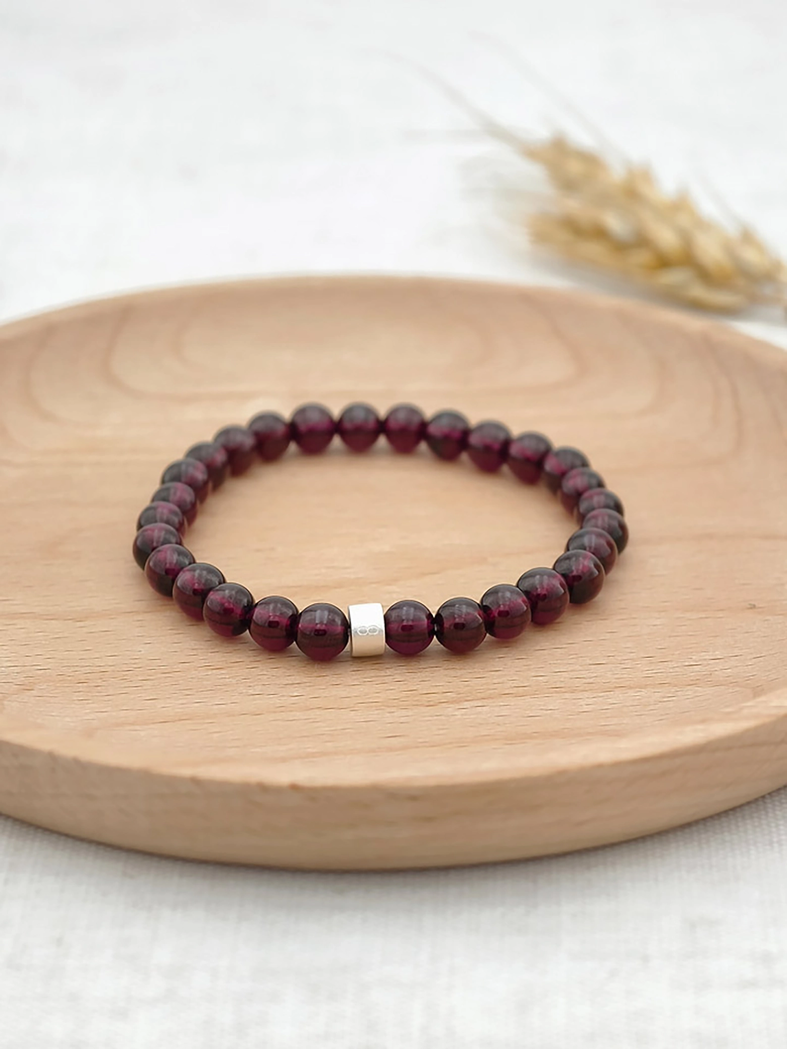 Premium Rhodolith Granat-Armband mit 925er Silber Röhrchen