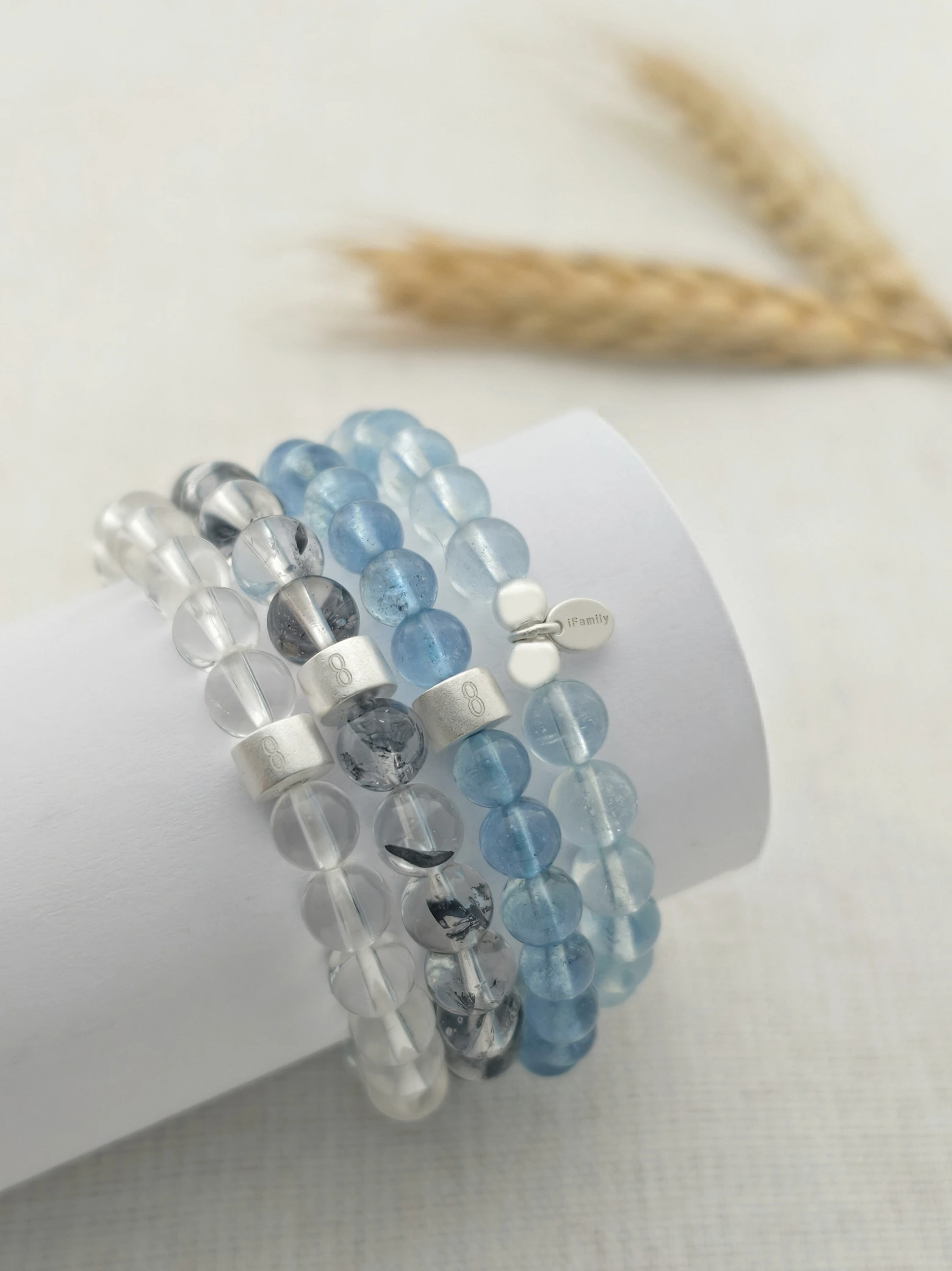 Azurne Spiegelung Edelstein Armband-Set mit 925 Silber