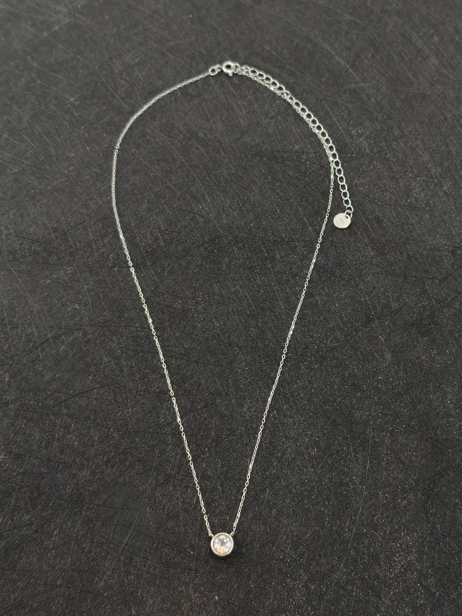 Collar Colgante Solitario Piedra Lunar Natural Engaste Bisel Plata 925