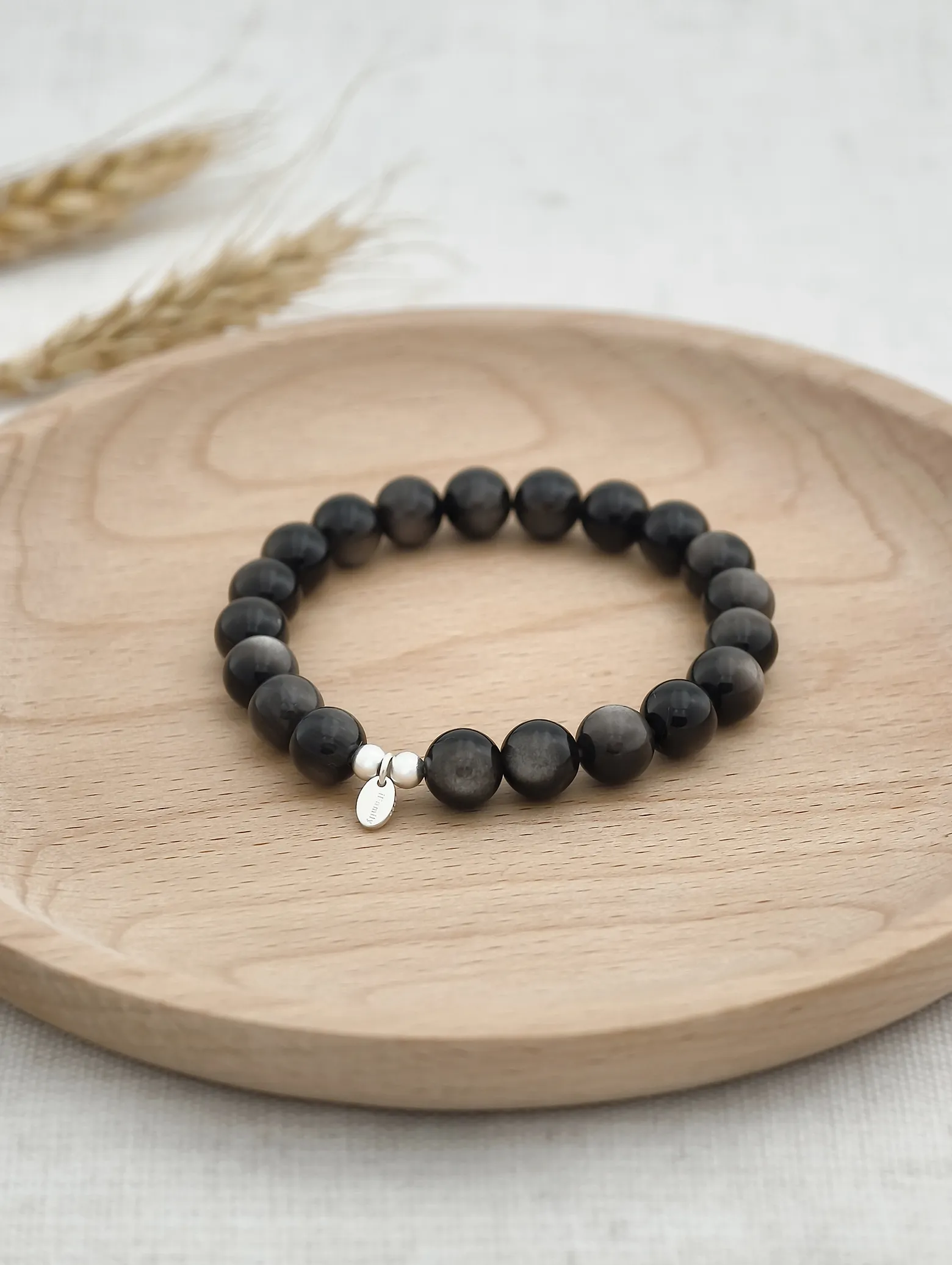 Silver Sheen Obsidian 925 Sterling Silver Energy Bracelet