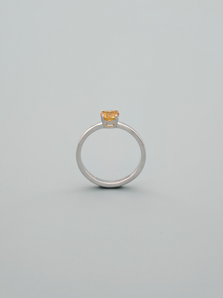 Natural Citrine 5mm Round Solitaire 4-Prong Ring S925